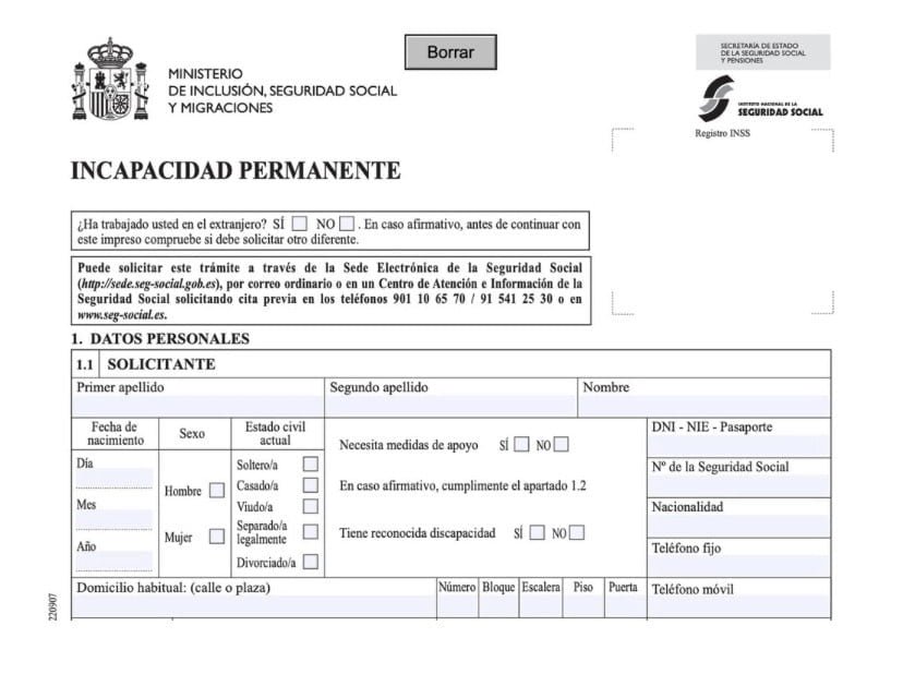 solicitar la pensión por incapacidad permanente por Internet