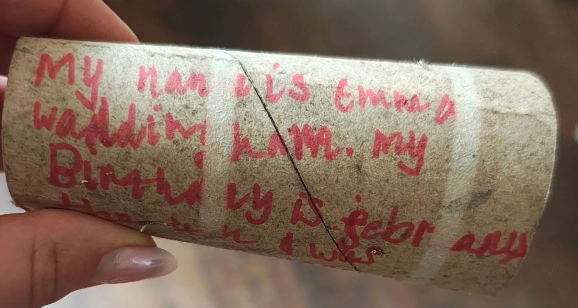 A letter lost in a toilet paper roll and hidden for 35 years reappears in a house in England - “With love, from a friend”