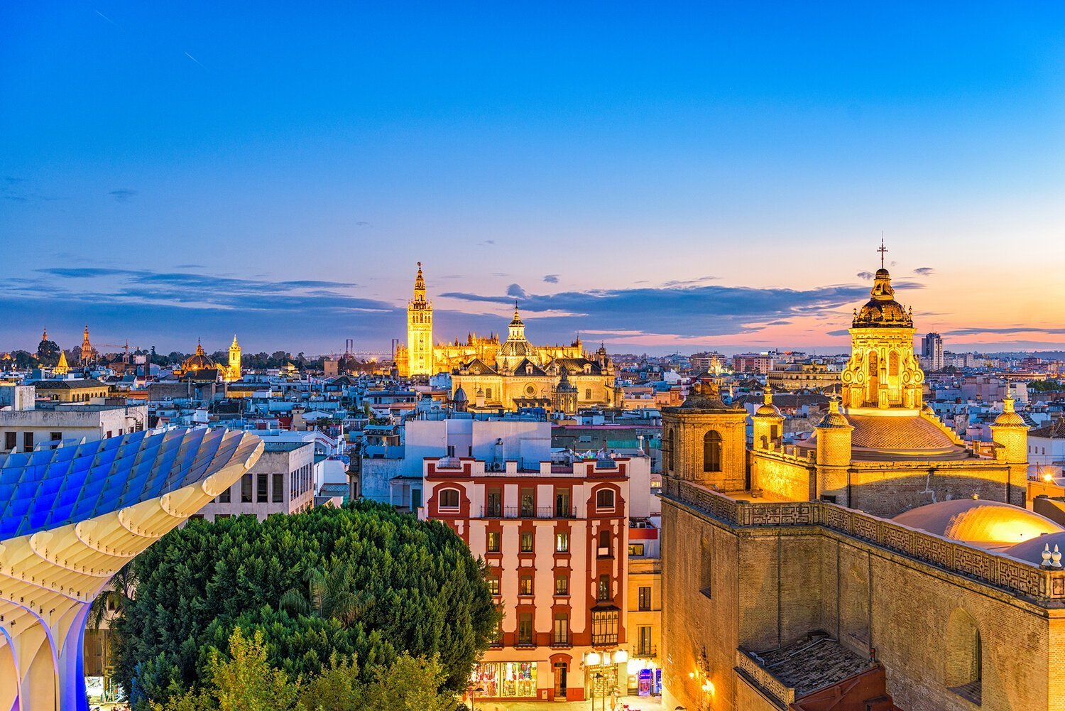 Seville, Spain skyline in the Old Quarter.