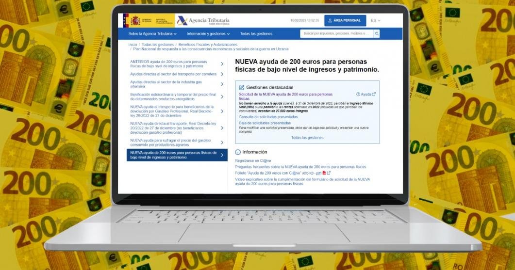 Como puedo saber si me va a pagar Hacienda la ayuda de 200 euros